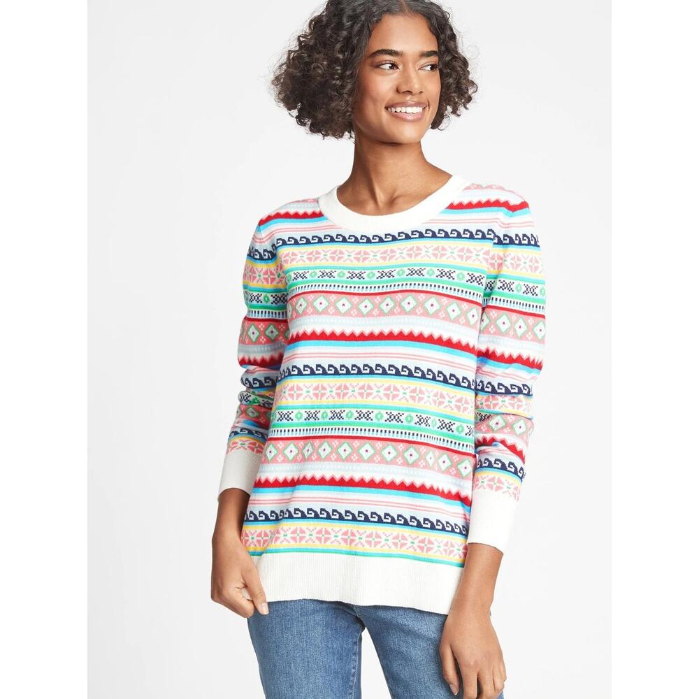 Gap Medium Spring Fair Isle 100% Cotton Pullover Sweater